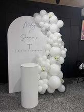 Load image into Gallery viewer, Birthday Arch Backdrop Bundle (for hire) with Custom Vinyl Sticker