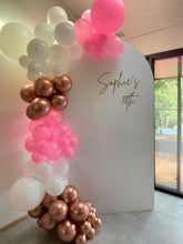 Load image into Gallery viewer, Birthday Arch Backdrop Bundle (for hire) with Custom Vinyl Sticker