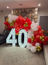 Load image into Gallery viewer, Giant Light Up Marquee Numbers (1.2m) with Balloons (For Hire)