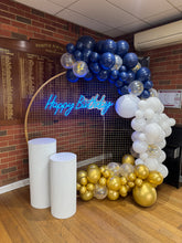 Load image into Gallery viewer, Birthday Neon Sign & Backdrop Party Pack (with Custom Balloon Garland) - For Hire