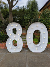 Load image into Gallery viewer, Giant (1.2m) Light Up Marquee Numbers Range (For Hire) - 1, 2, 3, 4, 5, 6, 16, 18, 21, 30, 40