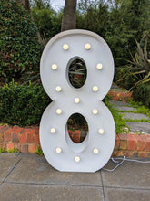 Load image into Gallery viewer, Giant (1.2m) Light Up Marquee Numbers Range (For Hire) - 1, 2, 3, 4, 5, 6, 16, 18, 21, 30, 40