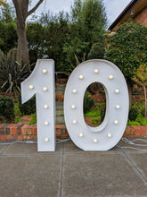 Load image into Gallery viewer, Giant (1.2m) Light Up Marquee Numbers Range (For Hire) - 1, 2, 3, 4, 5, 6, 16, 18, 21, 30, 40