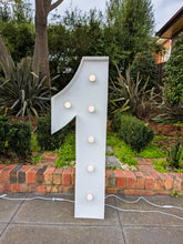 Load image into Gallery viewer, Giant (1.2m) Light Up Marquee Numbers Range (For Hire) - 1, 2, 3, 4, 5, 6, 16, 18, 21, 30, 40