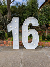 Load image into Gallery viewer, Giant (1.2m) Light Up Marquee Numbers Range (For Hire) - 1, 2, 3, 4, 5, 6, 16, 18, 21, 30, 40