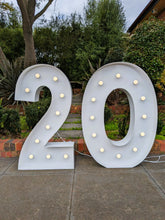 Load image into Gallery viewer, Giant (1.2m) Light Up Marquee Numbers Range (For Hire) - 1, 2, 3, 4, 5, 6, 16, 18, 21, 30, 40