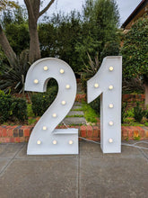 Load image into Gallery viewer, Giant (1.2m) Light Up Marquee Numbers Range (For Hire) - 1, 2, 3, 4, 5, 6, 16, 18, 21, 30, 40