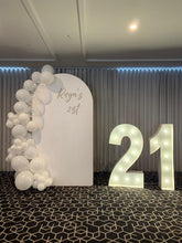 Load image into Gallery viewer, Birthday Arch Backdrop Bundle (for hire) with Custom Vinyl Sticker