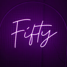 Load image into Gallery viewer, Fifty (Multicoloured) Neon Sign for Hire