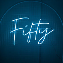 Load image into Gallery viewer, Fifty (Multicoloured) Neon Sign for Hire