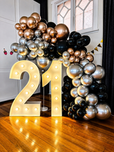 Load image into Gallery viewer, Giant Light Up Marquee Numbers (1.2m) with Balloons (For Hire)

