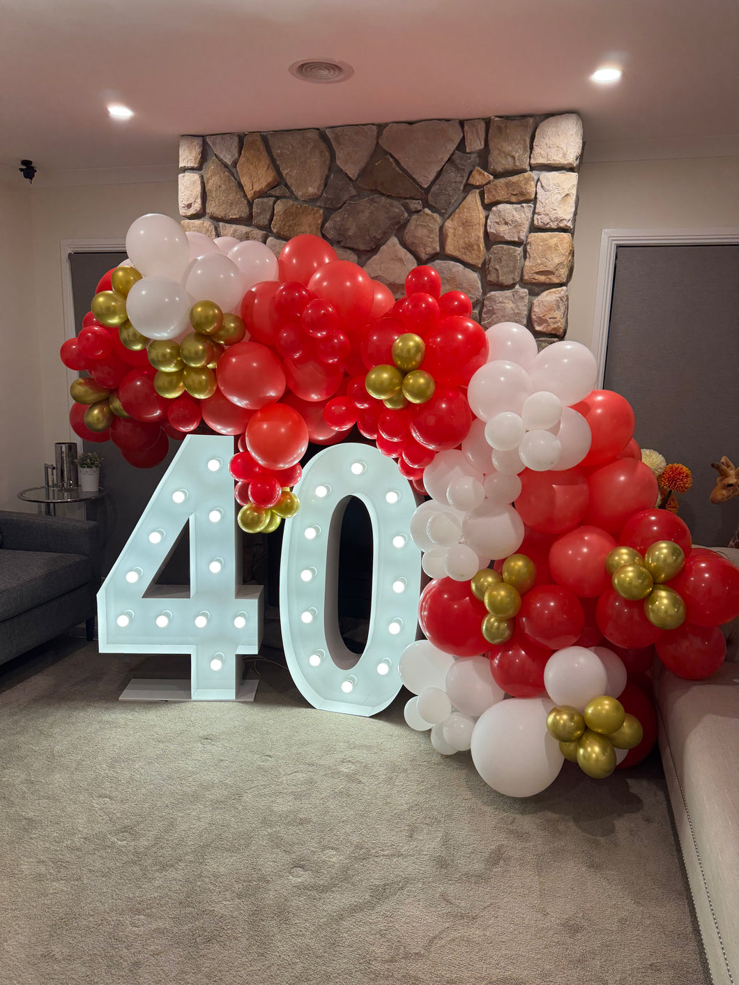 Giant Light Up Marquee Numbers (1.2m) with Balloons (For Hire)