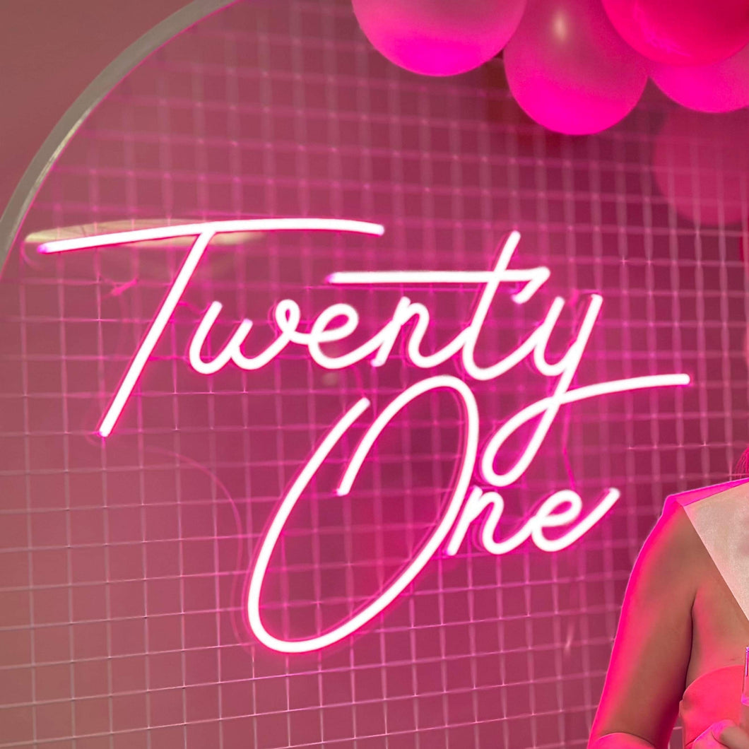 Twenty One (Multicoloured) Neon Sign - For Hire