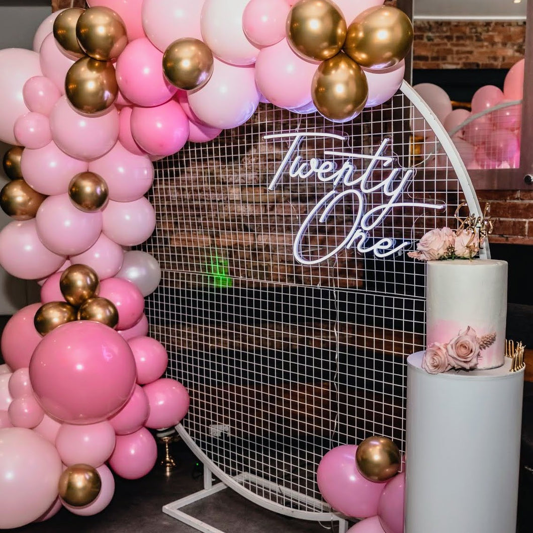 Birthday Neon Sign & Backdrop Party Pack (with Balloons) - For Hire