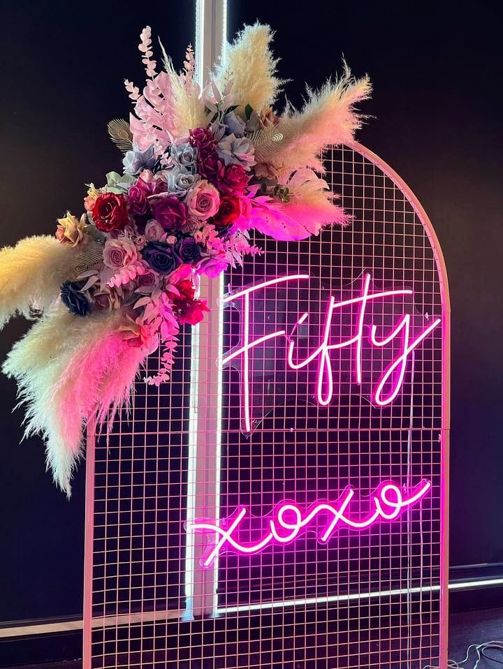 Fifty (Multicoloured) Neon Sign for Hire – Neon Daddy