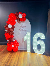 Load image into Gallery viewer, Birthday Arch Backdrop Bundle (for hire) with Custom Vinyl Sticker

