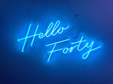 Load image into Gallery viewer, &quot;Hello Forty&quot; (Multicoloured) Neon Sign for Hire
