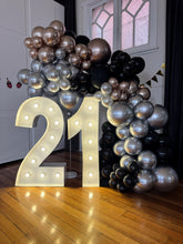 Load image into Gallery viewer, Giant Light Up Marquee Numbers (1.2m) with Balloons (For Hire)
