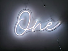 Load image into Gallery viewer, First Birthday &quot;One&quot; Neon Sign &amp; Backdrop Party Pack - For Hire
