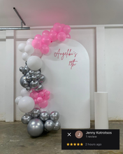 Load image into Gallery viewer, Birthday Arch Backdrop Bundle (for hire) with Custom Vinyl Sticker
