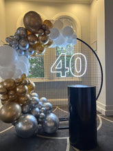 Load image into Gallery viewer, 40th Birthday Neon Sign &amp; Backdrop Party Pack (with Balloons) - For Hire
