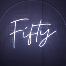 Load image into Gallery viewer, Fifty (Multicoloured) Neon Sign for Hire
