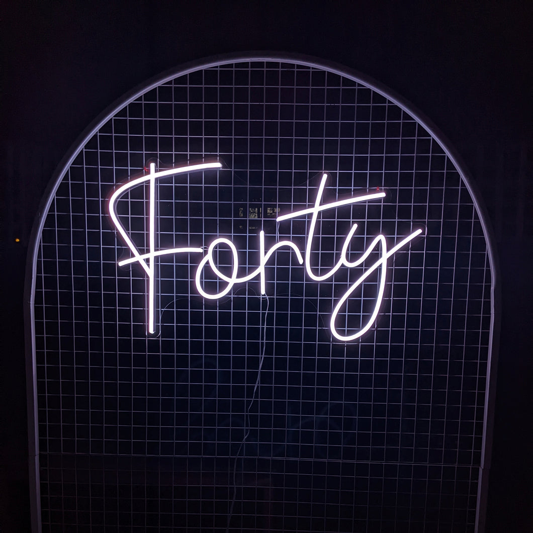 Forty (Multicoloured) Neon Sign for Hire