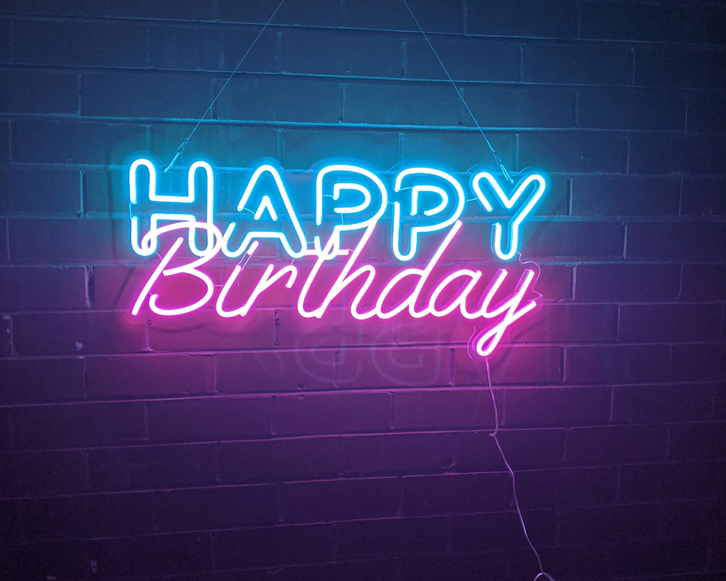 Retro Happy Birthday Neon Sign For Hire