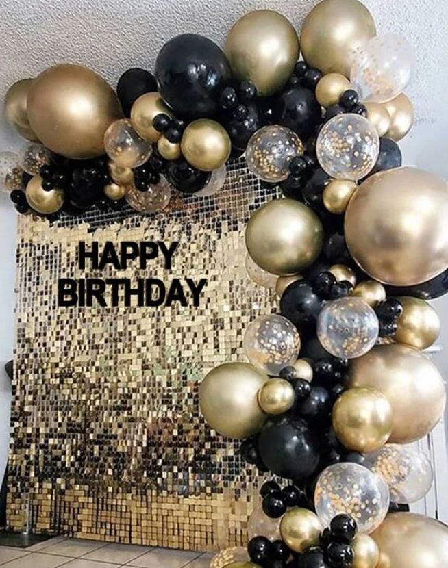 DIY Balloon Garland Kit - Black & Metallic Gold